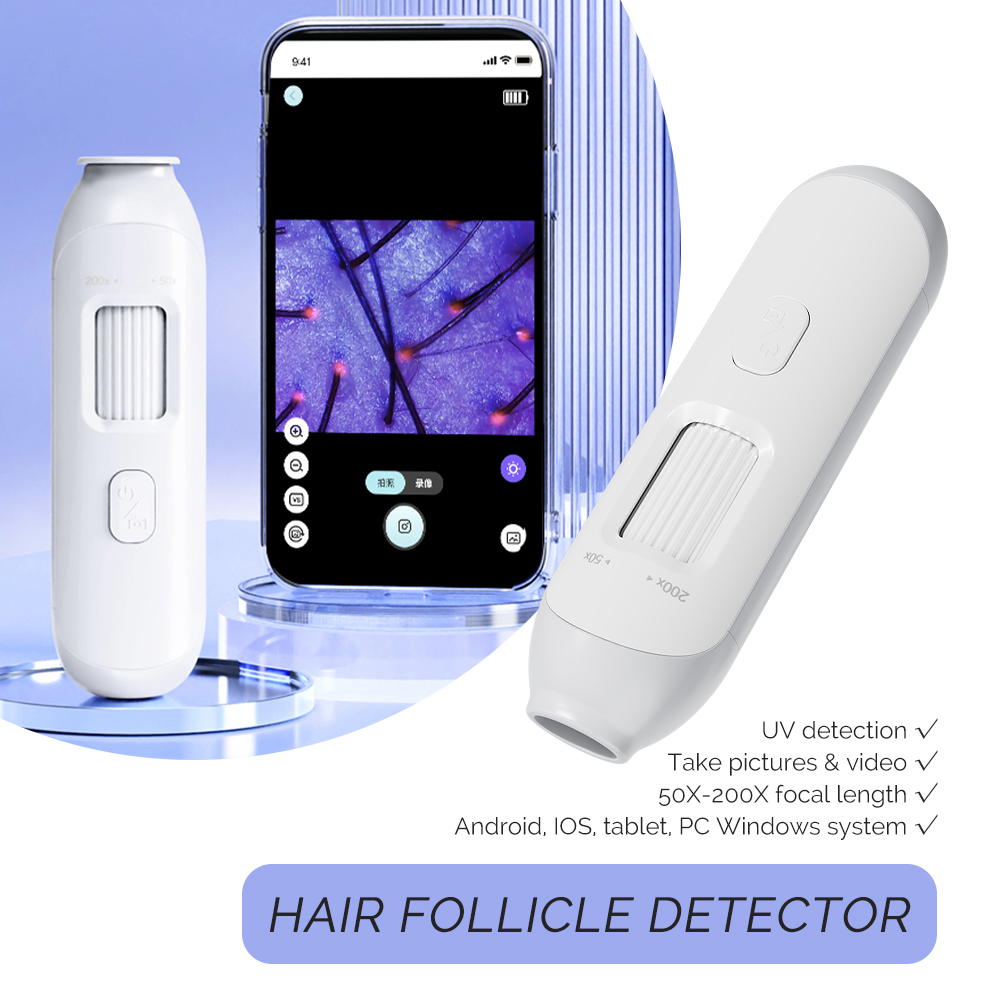 Hair Porosity Test - 新しい50X-200X毛包頭皮検出器皮膚分析器顕微鏡ツール高解像度皮膚テスターサポートAPPワイヤレス使用