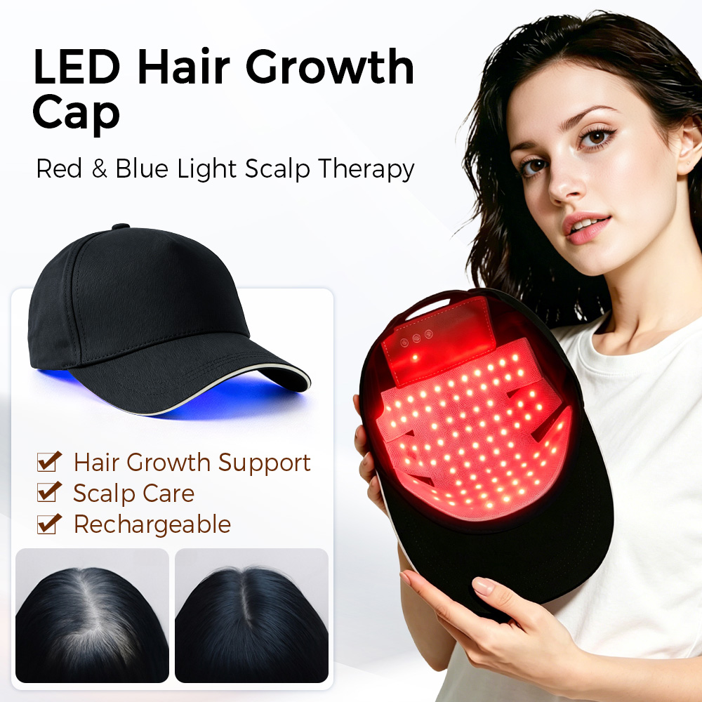 Hair Care Frizzy Hair - LED育毛キャップ 赤青光線療法帽子 630nm 470nm 頭皮ケアデバイス 充電式育毛治療キャップ