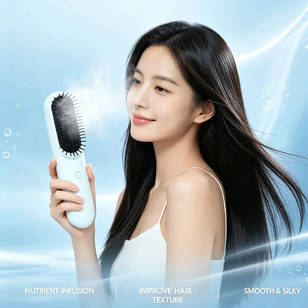 スチーム電気ヘアストレートニングブラシ、エアクッションスプレ - Hair Care Frizzy Hair のレビューと価格
