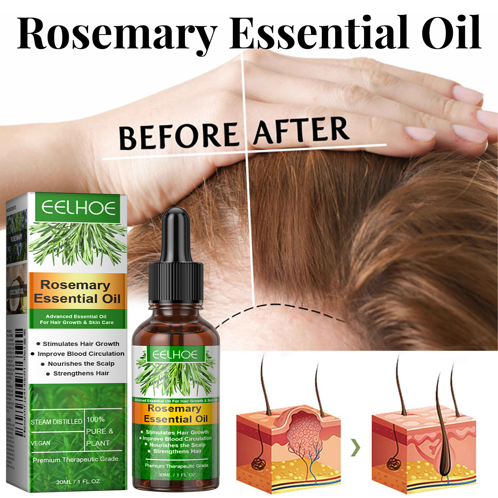 育毛血清高速成長ヘアケアセットエッセンシャルオイル濃密な再成 - Hair Care Essence Oil Spray のレビューと価格
